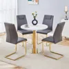 Streamdale Furniture Streamdale Elegant 31.5 Inch Marble Dining Table With 4 Pu Chairs
