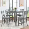 Streamdale Furniture Streamdale Elegant 5-pc Solid Wood Counter Height Dining Table Set (gray)