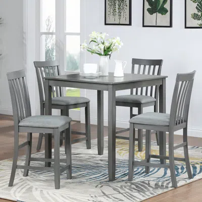 Streamdale Furniture Streamdale Elegant 5-piece Solid Wood Counter Height Dining Table Set