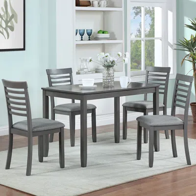 Streamdale Furniture Streamdale Elegant 5-piece Solid Wood Dining Table And Chair Set