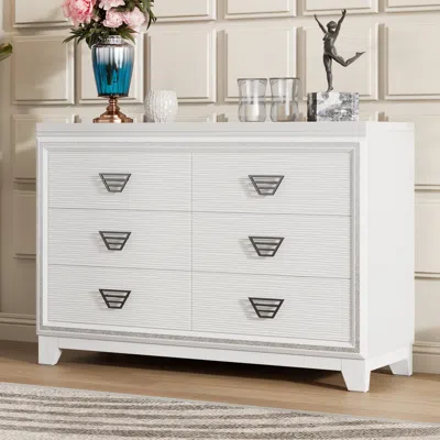 Streamdale Furniture Streamdale Elegant 6-drawer Dresser With Metal Handle And Decor