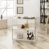 Streamdale Furniture Streamdale Elegant Acrylic Serving Cart With Tempered Glass Shelves