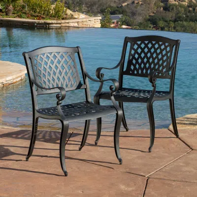 STREAMDALE FURNITURE STREAMDALE ELEGANT AND DURABLE CAST ALUMINUM DINING CHAIRS FOR OUTDOOR SPACES