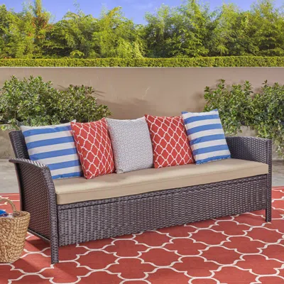 Streamdale Furniture Streamdale Elegant And Durable Wicker 3-seater Sofa For Outdoor Comfort