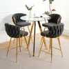 Streamdale Furniture Streamdale Elegant Bar Chair Set Glass Top, Metallic Legs (5)