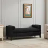 Streamdale Furniture Streamdale Elegant Black Boucle Upholstered Bench With Bolsters