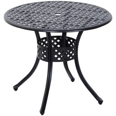Streamdale Furniture Streamdale Elegant Black Cast Aluminum Patio Table With Umbrella Hole