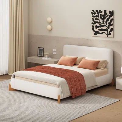 Streamdale Furniture Streamdale Elegant Boucle Upholstered Bed Luxurious & Comfortable Centerpiece Full Size White