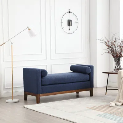 Streamdale Furniture Streamdale Elegant Boucle Upholstered Bench With Pillows In Blue