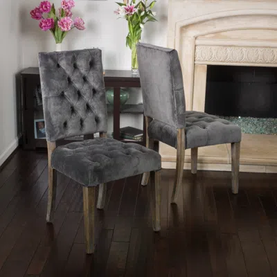 Streamdale Furniture Streamdale Elegant Button-tufted Upholstered Dining Chairs With Weathered Legs