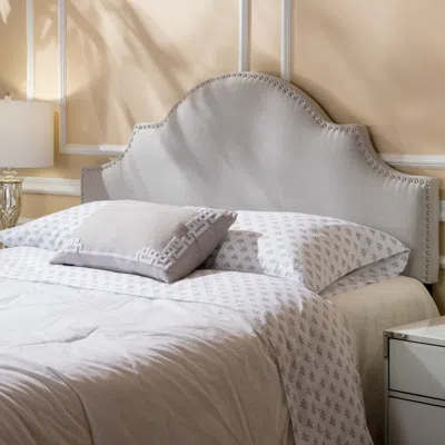 Streamdale Furniture Streamdale Elegant Camel Back Upholstered Headboard With Nailhead Trim