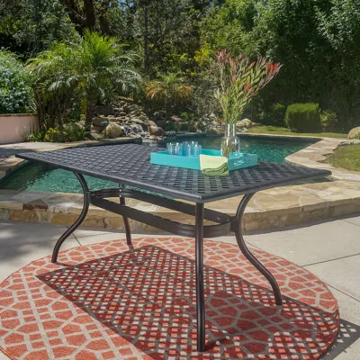 Streamdale Furniture Streamdale Elegant Cast Aluminum Lattice Dining Table For Outdoor Sophistication
