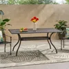 Streamdale Furniture Streamdale Elegant Cast Aluminum Outdoor Dining Table With Lattice And Curved Legs