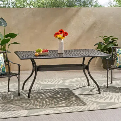 Streamdale Furniture Streamdale Elegant Cast Aluminum Outdoor Dining Table With Lattice And Curved Legs