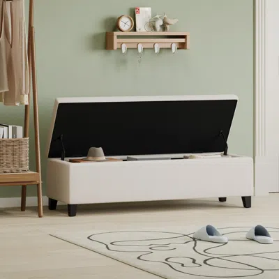 Streamdale Furniture Streamdale Elegant Contemporary Storage Ottoman With Tufted Upholstery And Roomy Interior In White