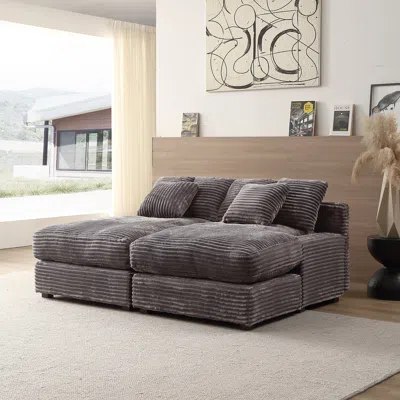 STREAMDALE FURNITURE STREAMDALE ELEGANT CORDUROY SOFA BED WITH SQUARE ARMS AND PLUSH CUSHION