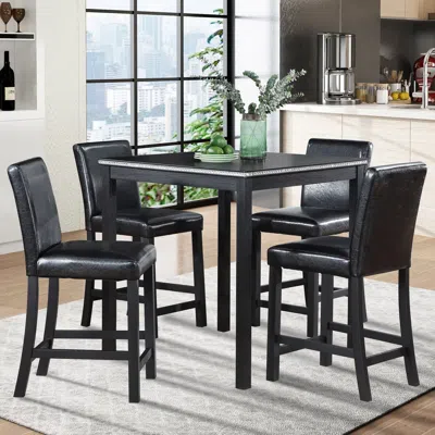 Streamdale Furniture Streamdale Elegant Counter-height Dining Set Table & 4 Upholstered Chairs
