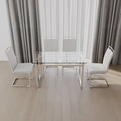 Streamdale Furniture Streamdale Elegant Dining Table And Chair Set Modern In Transparent