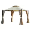 Streamdale Furniture Streamdale Elegant Double Canopy Gazebo With Privacy Curtains And Stylish Motifs