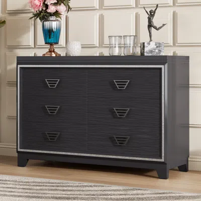 Streamdale Furniture Streamdale Elegant Dresser With Metal Handle And Sparkling Shiny Decoration