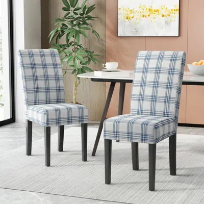 Streamdale Furniture Streamdale Elegant Fabric Dining Chair With Sharp Edges In Blue