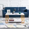 Streamdale Furniture Streamdale Elegant Faux Marble Coffee Table With Gold Metal Legs And Ample Storage Space