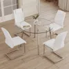 Streamdale Furniture Streamdale Elegant Glass And Pu Leather Table And Chair Set