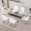 Streamdale Furniture Streamdale Elegant Glass Dining Set With 6 Pu Chairs