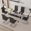 Streamdale Furniture Streamdale Elegant Glass Dining Set With 6 Pu Chairs
