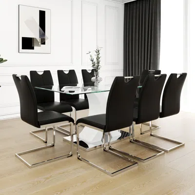 Streamdale Furniture Streamdale Elegant Glass Dining Table With Stable Base And Modern Appeal (skuw210s00056) In Multi