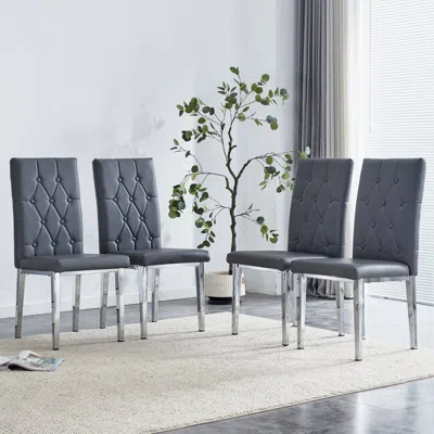 Streamdale Furniture Streamdale Elegant Gray Grid Armless Dining Chairs (4-piece Set)