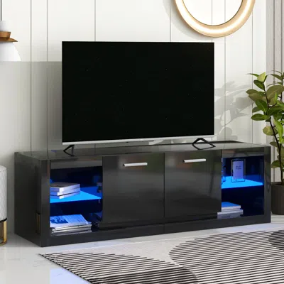 Streamdale Furniture Streamdale Elegant High Gloss Tv Stand With Led Lights