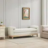 Streamdale Furniture Streamdale Elegant Ivory Boucle Bench/daybed With Wood Legs