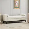 Streamdale Furniture Streamdale Elegant Ivory Boucle Upholstered Bench With Bolsters