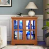Streamdale Furniture Streamdale Elegant Led Curio Cabinet - Antique Retro Design, Adjustable Shelves - Oak In Brown