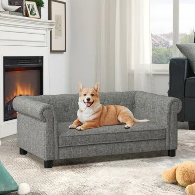 Streamdale Furniture Streamdale Elegant Linen Dog Sofa Bed - Light Grey