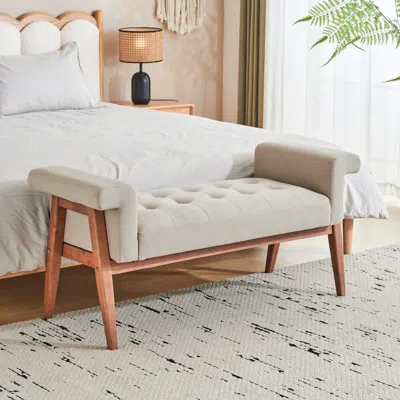 Streamdale Furniture Streamdale Elegant Linen Tufted Ottoman: A Classic Comfort Statement
