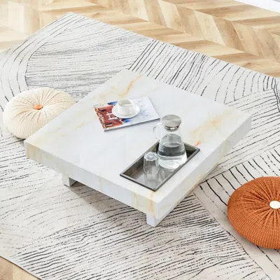 Streamdale Furniture Streamdale Elegant Mdf Coffee Table With Marble Pattern