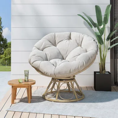 Streamdale Furniture Streamdale Elegant Mia Papasan Chair Swiveling Wicker Comfort For Outdoor Relaxation