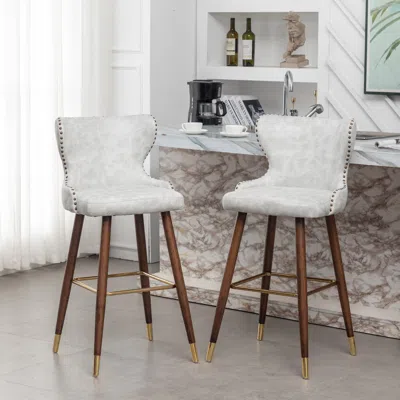 Streamdale Furniture Streamdale Elegant Mid-century Barstools With Button Tufted Backs
