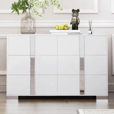 Streamdale Furniture Streamdale Elegant Modern Mirrored Dresser With 6 Drawers (old Sku Wf319354aak) In White
