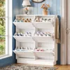 Streamdale Furniture Streamdale Elegant Narrow Shoe Cabinet With 6 Drawers & Hooks - White