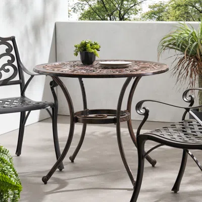 Streamdale Furniture Streamdale Elegant Outdoor Aluminum Dining Table With Cut-out Design And Rust Protection