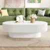 Streamdale Furniture Streamdale Elegant Oval Coffee Table, Modern Cream Drum End Table, White In White
