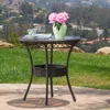Streamdale Furniture Streamdale Elegant Paea Multi Brown Pe 27" Glass Table A Classy Addition To Your Patio