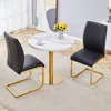 Streamdale Furniture Streamdale Elegant Round Marble Table & 2 High-resilience Chairs