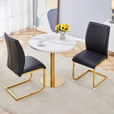 Streamdale Furniture Streamdale Elegant Round Marble Table & 2 High-resilience Chairs