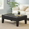 Streamdale Furniture Streamdale Elegant Storage Ottoman Brown Leather