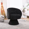 Streamdale Furniture Streamdale Elegant Swivel Linen Barrel Chair With Ergonomic Design In Black