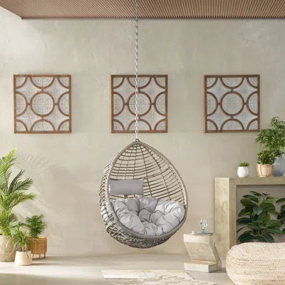 Streamdale Furniture Streamdale Elegant Teardrop Rattan Hanging Chair With Plush Cushions
